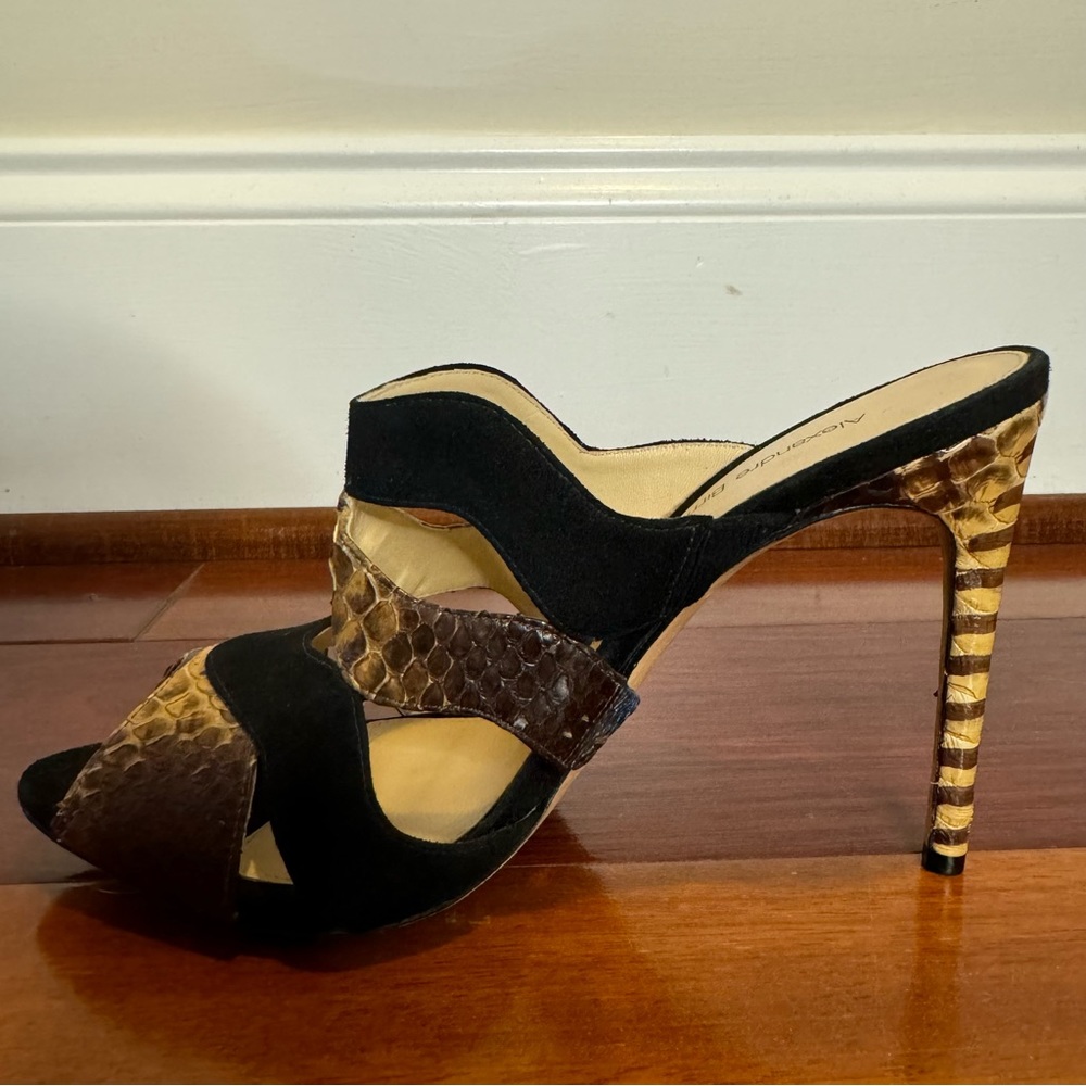 Alexandre Birman Black Suede And Python Mules - image 6